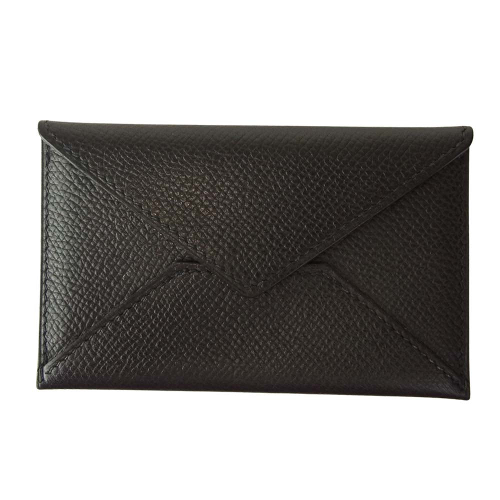 HERMES エルメス Enveloppe エンベロップ カードケース 名刺入れ ブラック系【中古】