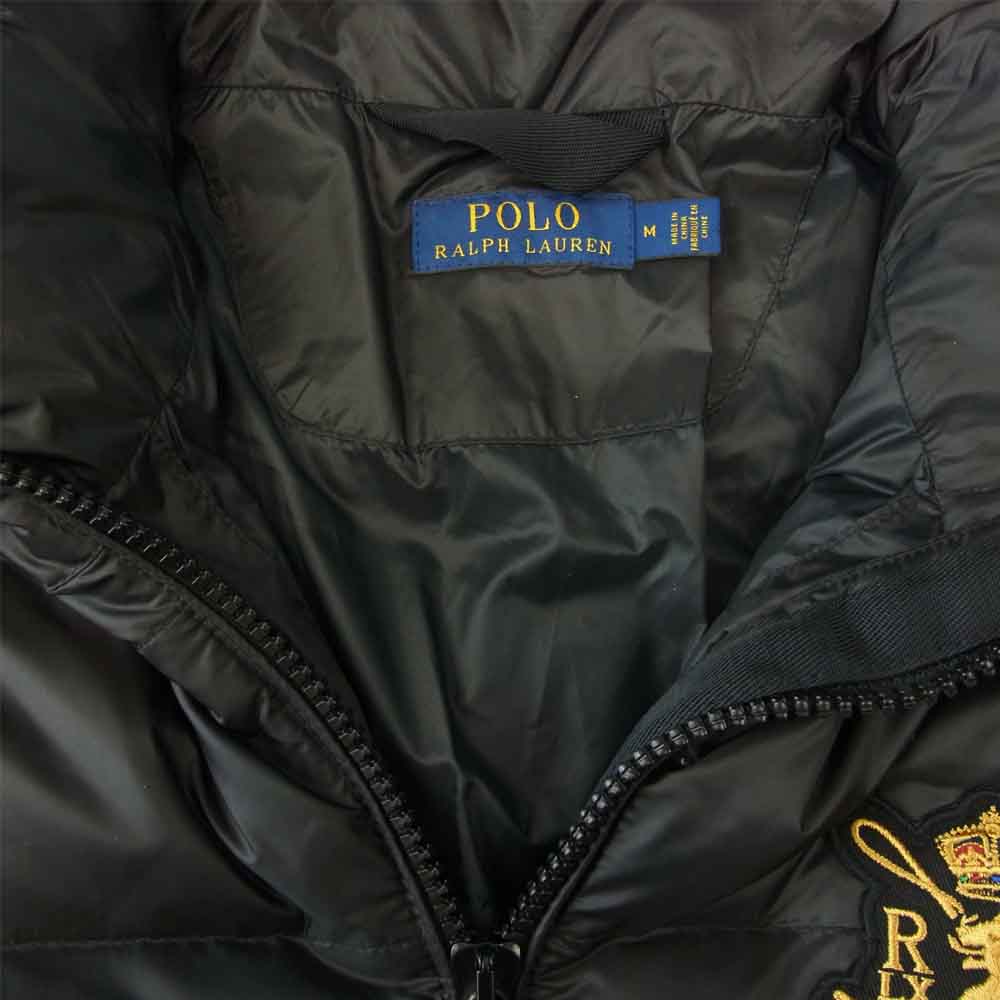 POLO RALPH LAUREN ポロ・ラルフローレン 国内正規品 エンブレム 刺繍 ダウンジャケット ブラック系 M【美品】【中古】