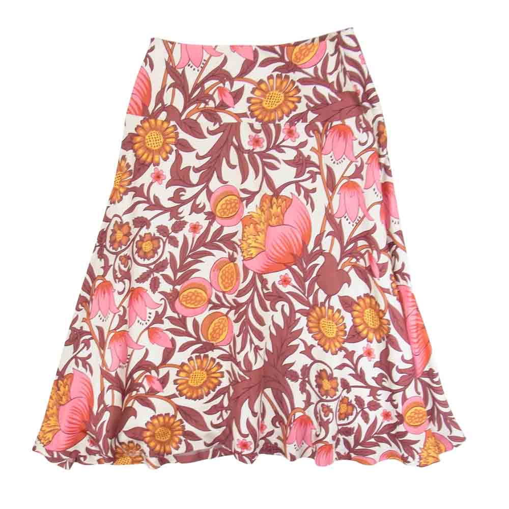 スキャパ イタリア製生地 シルク100% 花柄 レッド系 38【美品】【中古】