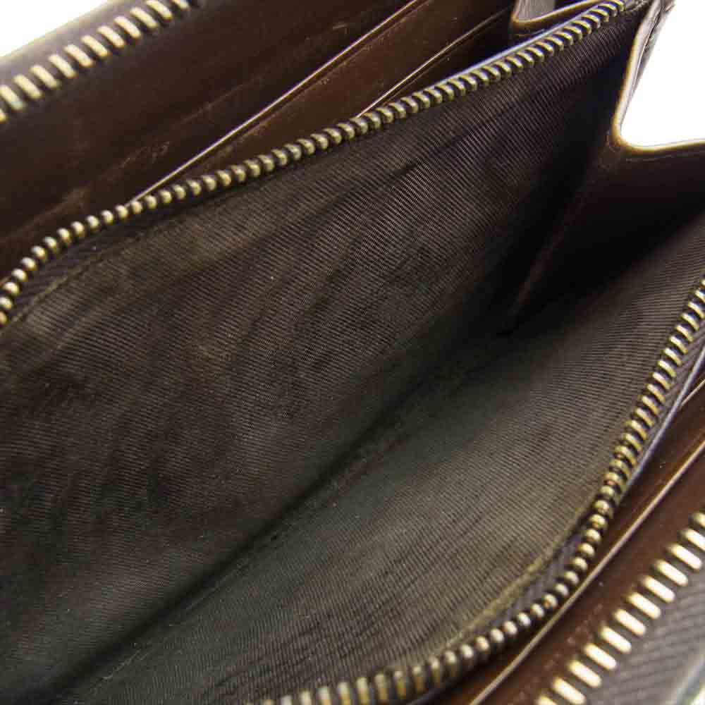 BOTTEGAVENETA ボッテガヴェネタ イントレチャート ラウンドジップ 長財布 ブラウン系【中古】