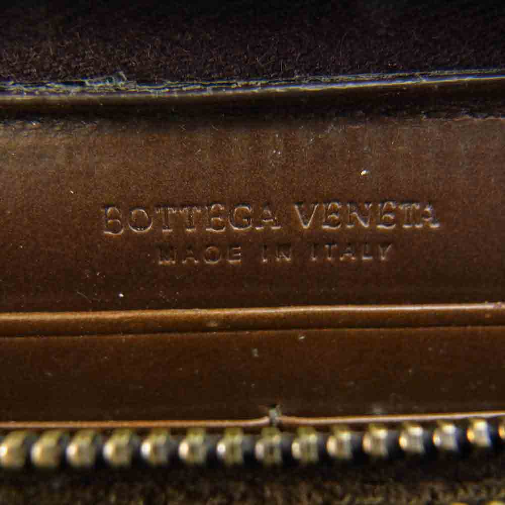 BOTTEGAVENETA ボッテガヴェネタ イントレチャート ラウンドジップ 長財布 ブラウン系【中古】