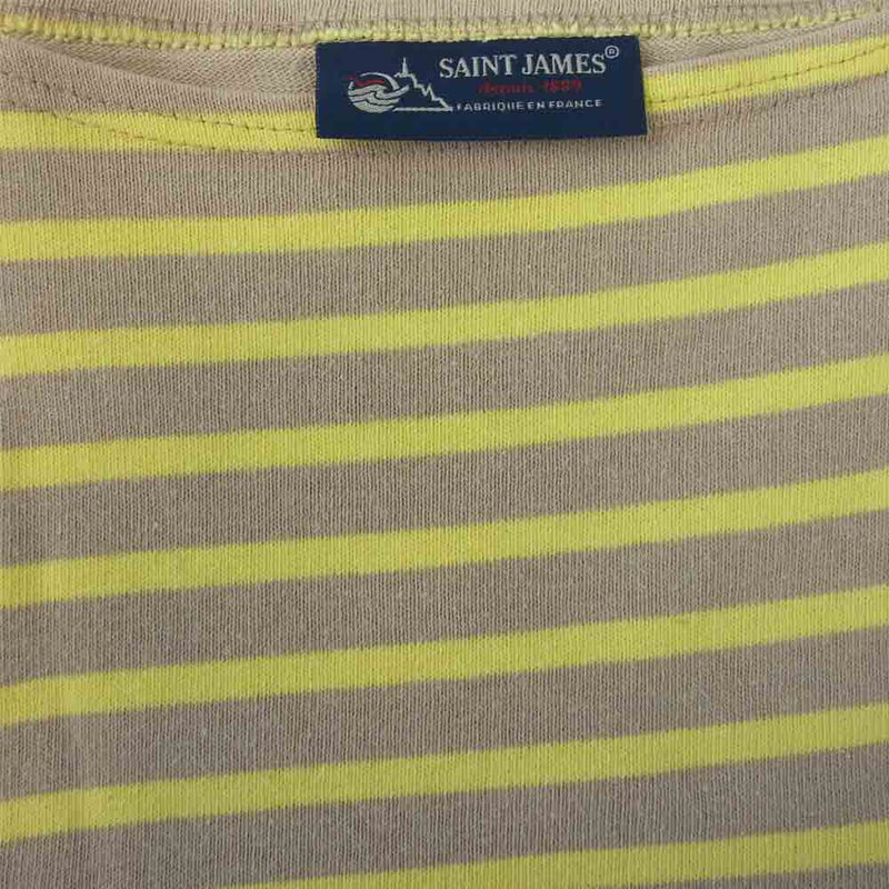 SAINT JAMES セントジェームス OUESSANT ウエッソン ボーダー 長袖 カットソー グレー系 イエロー系 40【中古】