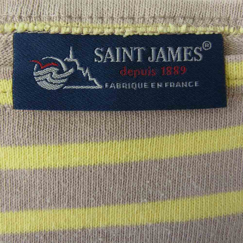 SAINT JAMES セントジェームス OUESSANT ウエッソン ボーダー 長袖 カットソー グレー系 イエロー系 40【中古】