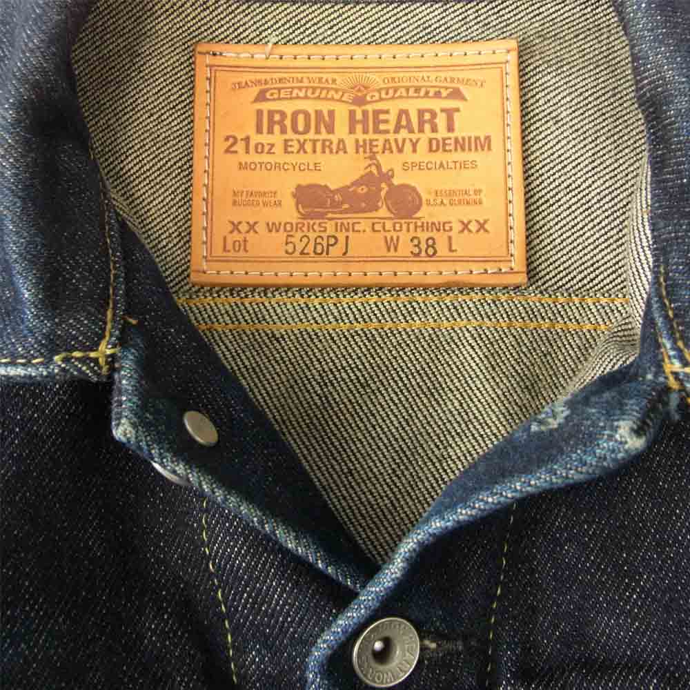 IRON HEART アイアンハート 526PJ 526PJ 21oz セルビッチ デニム サイドポケットトラッカージャケット インディゴブルー系 38【中古】