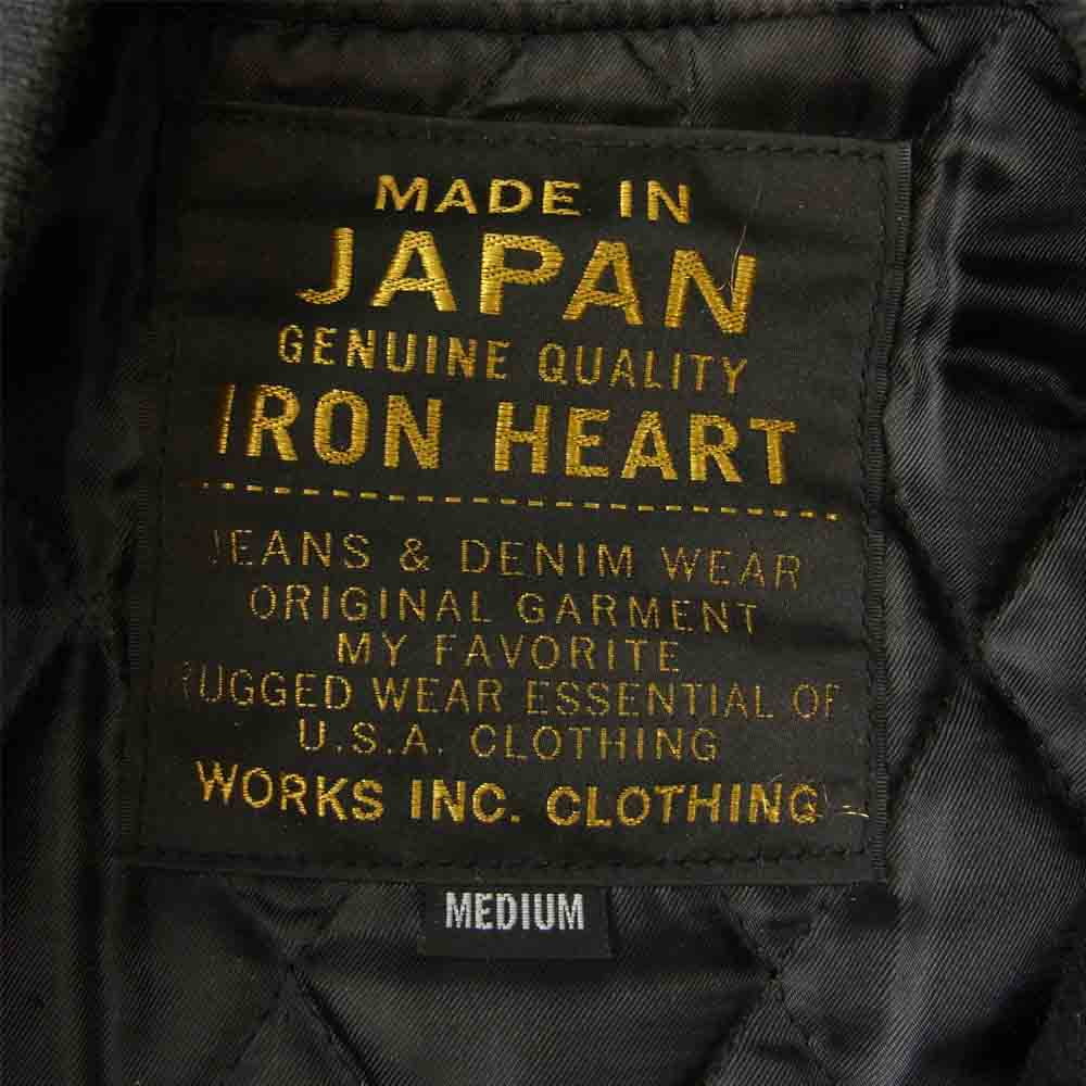 IRON HEART アイアンハート IHW-11 袖レザー ホースハイド メルトン アワード ジャケット スタジャン ブラック系 M【中古】
