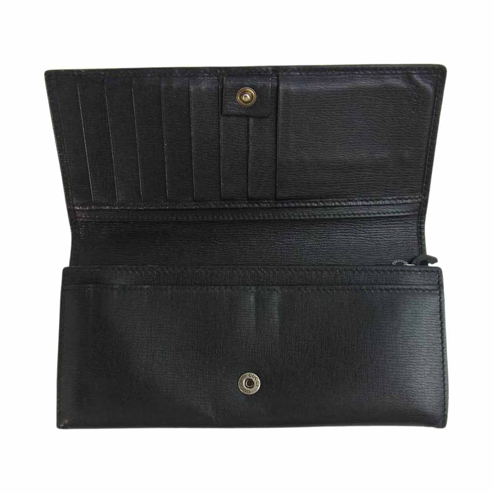 GUCCI グッチ インターロッキング 2つ折り 長財布 ブラック系【中古】