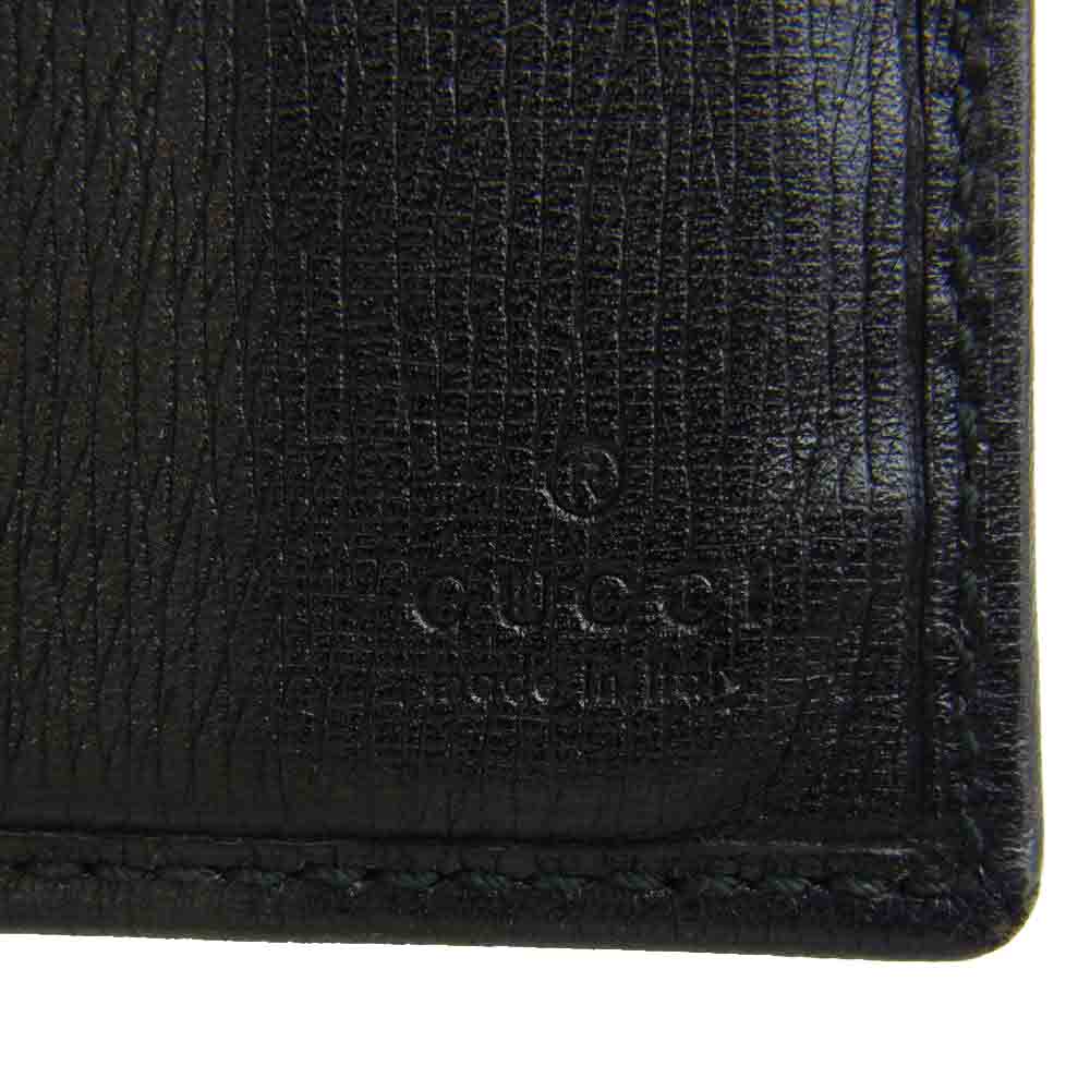 GUCCI グッチ インターロッキング 2つ折り 長財布 ブラック系【中古】