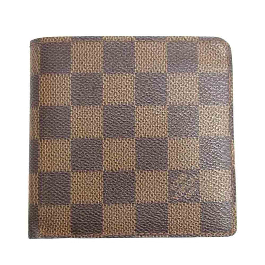 LOUIS VUITTON ルイ・ヴィトン N61675 ダミエ ポルトフォイユ マルコ 2つ折り 財布 ブラウン系【中古】