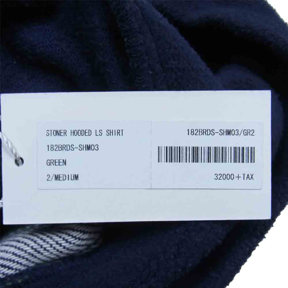 DESCENDANT ディセンダント 18AW 182BRDS-SHM03 STONER HOODED LS SHIRT ストーナー フーデッド ロングスリーブ チェック シャツ グリーン系 2【新古品】【未使用】【中古】