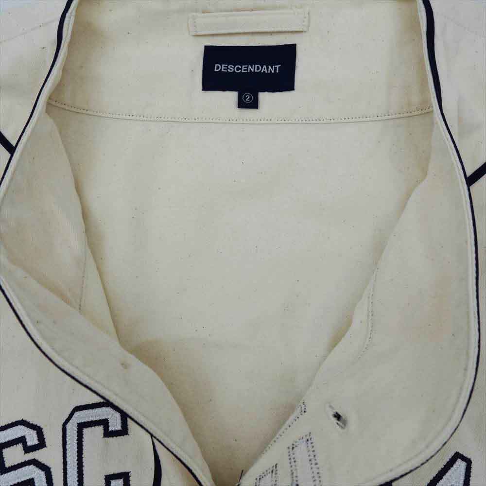 DESCENDANT ディセンダント 20SS 201BRDS-SHM06 BLEEK B.B SS SHIRT ベースボール 半袖 シャツ ホワイト系 2【新古品】【未使用】【中古】