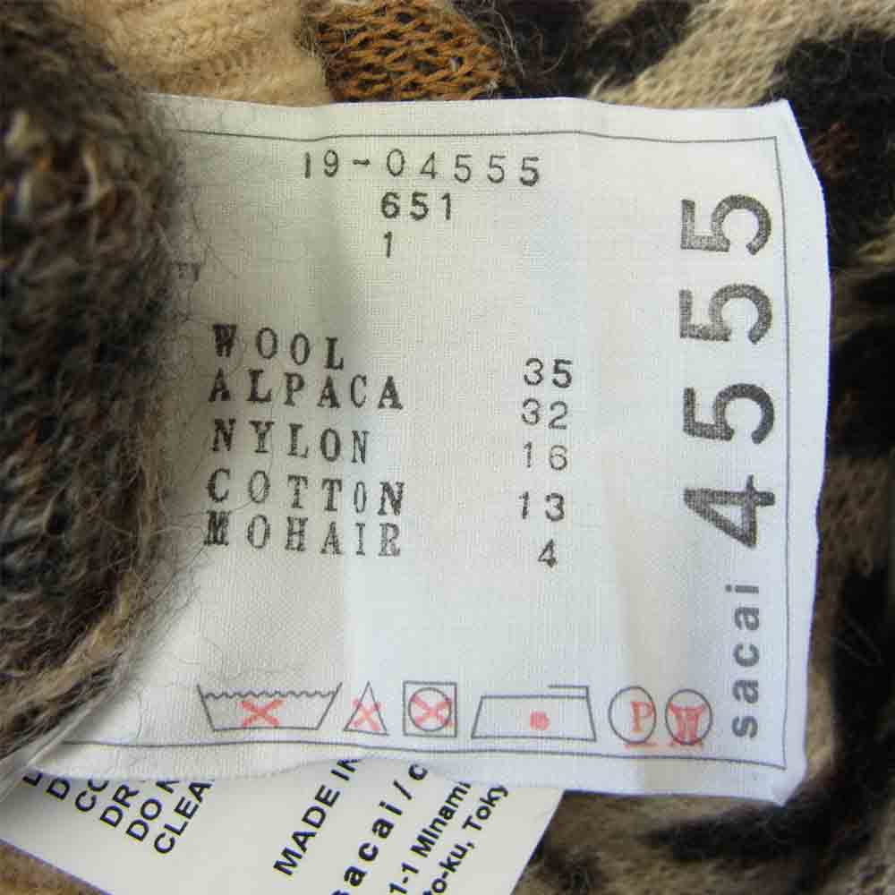 Sacai サカイ 19AW  19-04555 ウール アルパカ モヘア タートルネック ニット マルチカラー系 1【中古】
