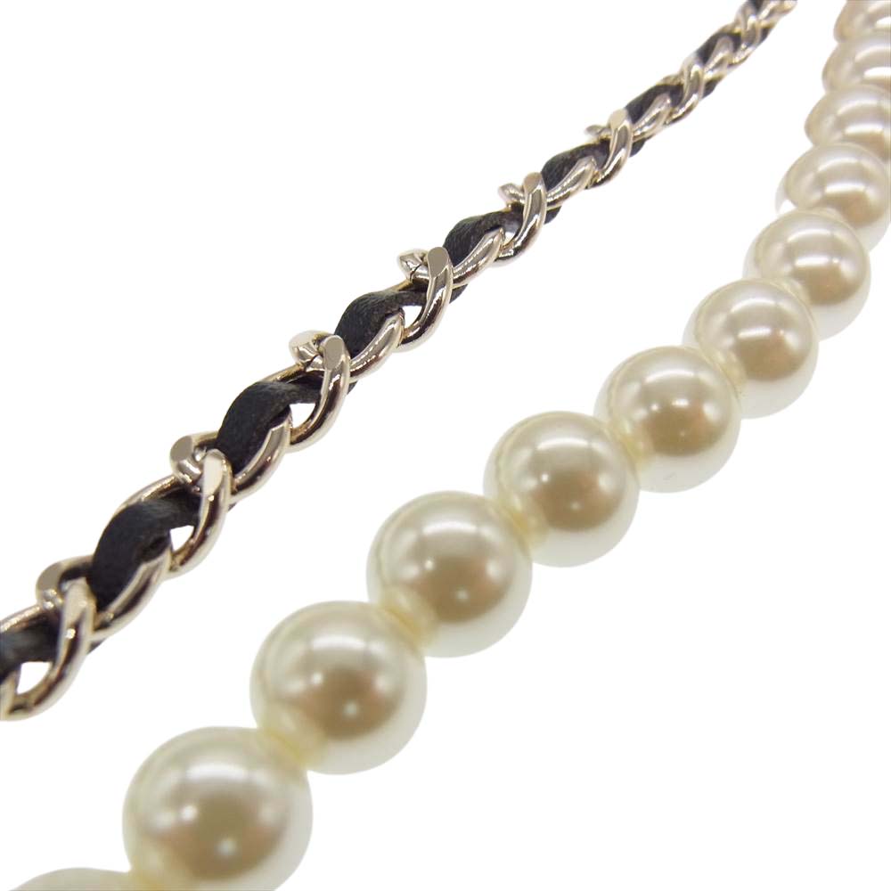CHANEL シャネル B21K ココマーク パール チェーン ベルト ホワイト系 ブラック系【中古】