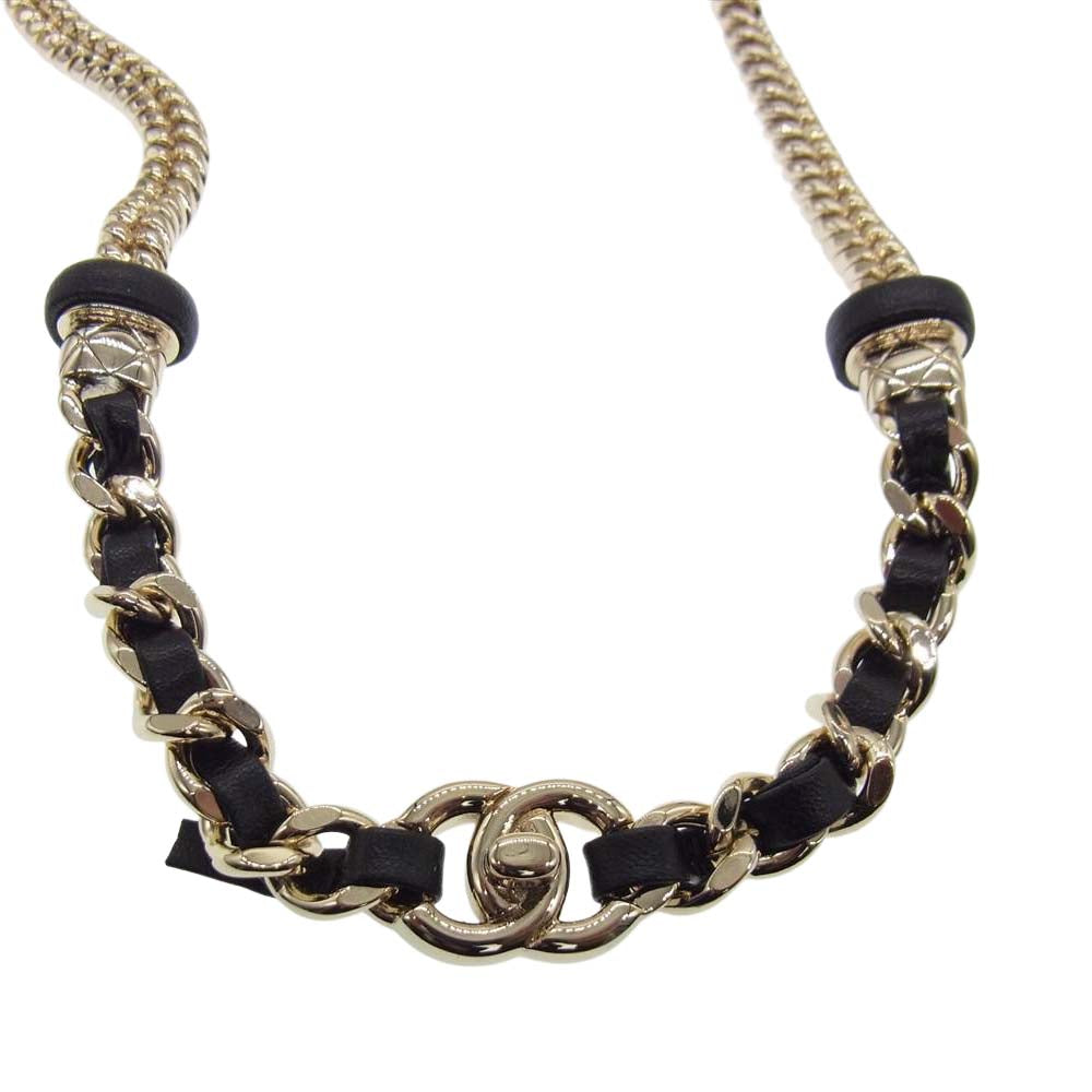 CHANEL シャネル B21 ココマーク メタル ラムスキン ベルト ゴールド系【中古】