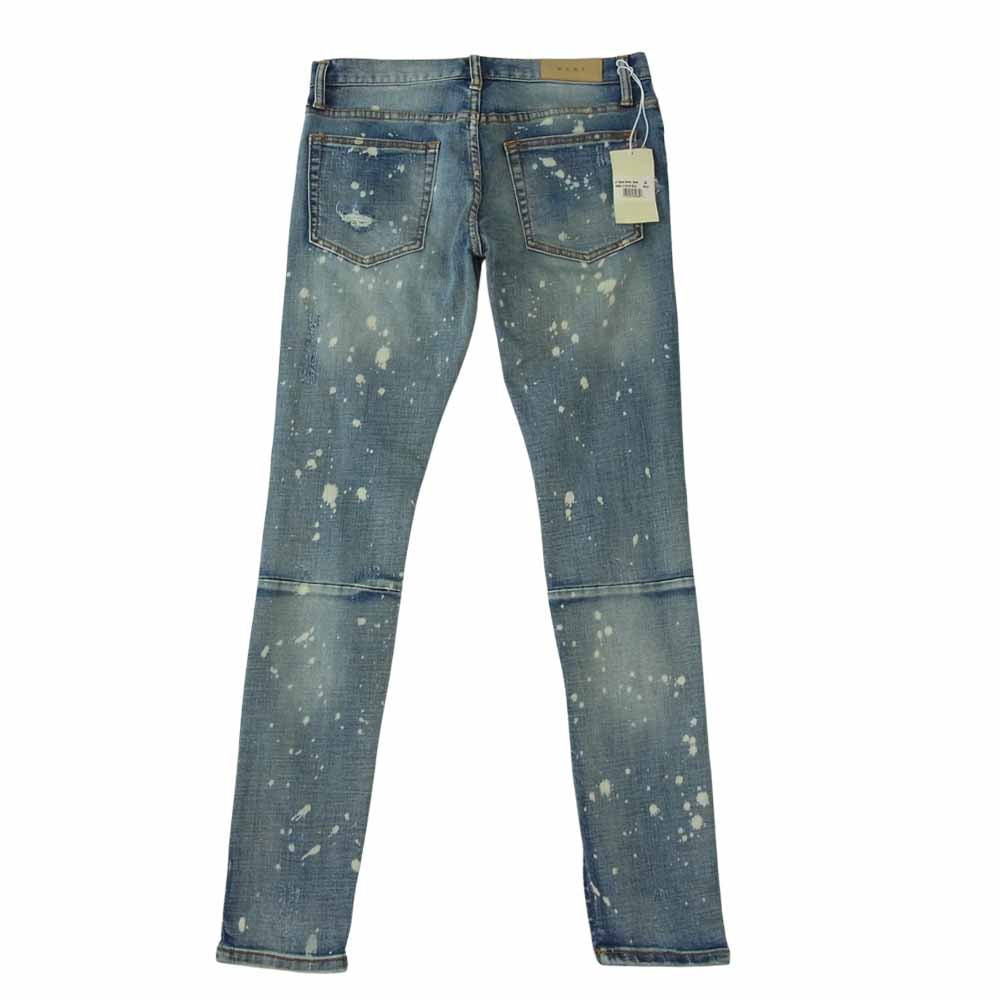 ミニマル M1 SPLASH STRETCH DENIM 裾ジップ クラッシュ加工 デニム パンツ インディゴブルー系 30【美品】【中古】