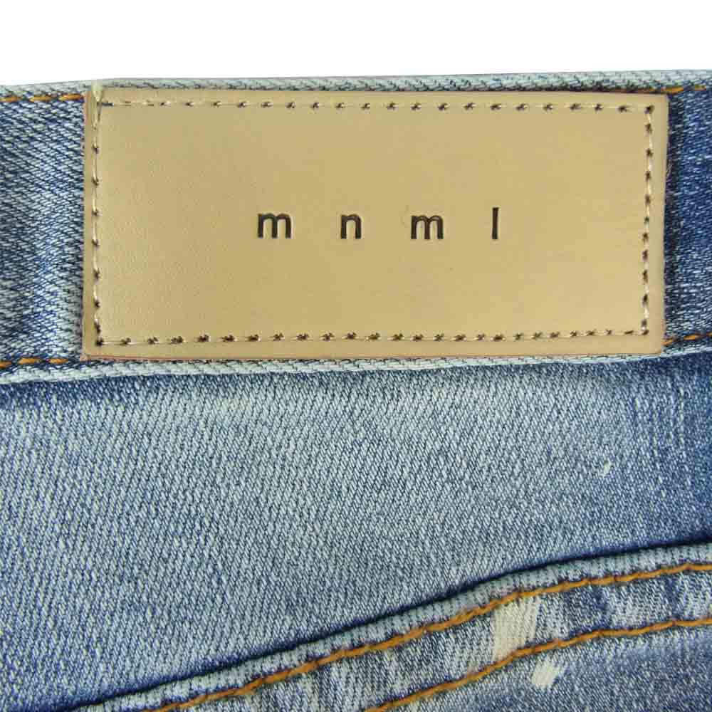 ミニマル M1 SPLASH STRETCH DENIM 裾ジップ クラッシュ加工 デニム パンツ インディゴブルー系 30【美品】【中古】