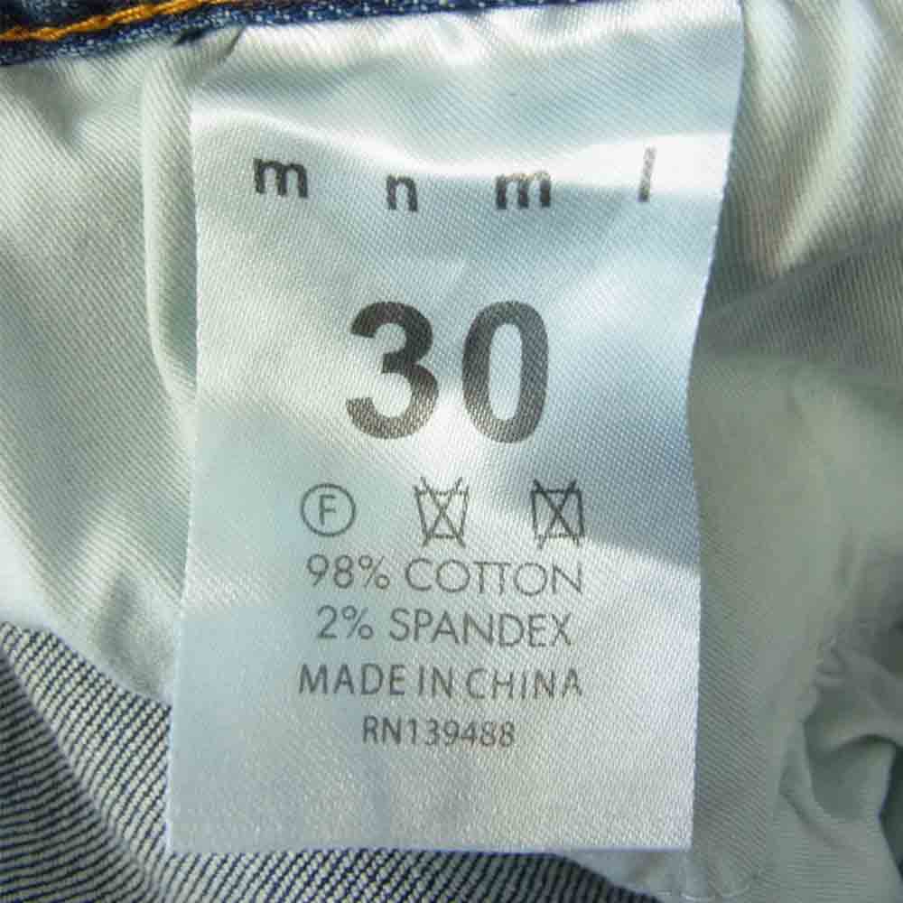 ミニマル M1 SPLASH STRETCH DENIM 裾ジップ クラッシュ加工 デニム パンツ インディゴブルー系 30【美品】【中古】
