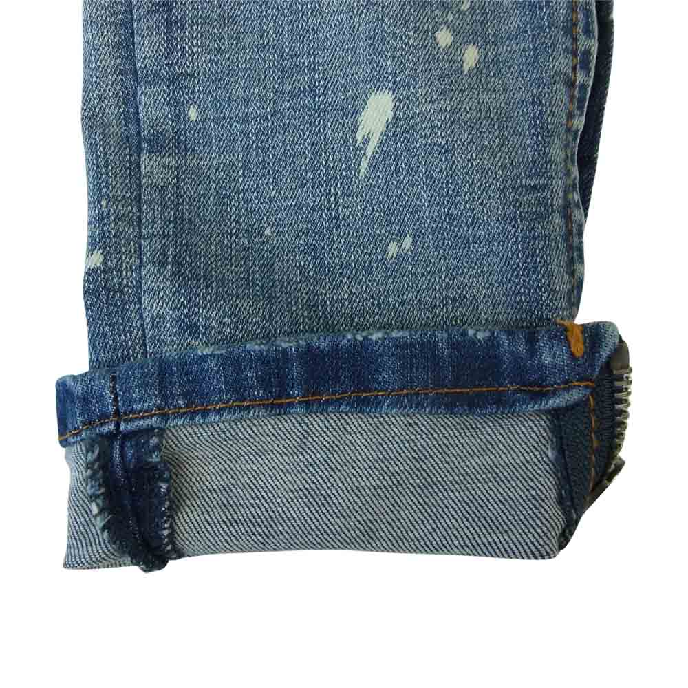 ミニマル M1 SPLASH STRETCH DENIM 裾ジップ クラッシュ加工 デニム パンツ インディゴブルー系 30【美品】【中古】
