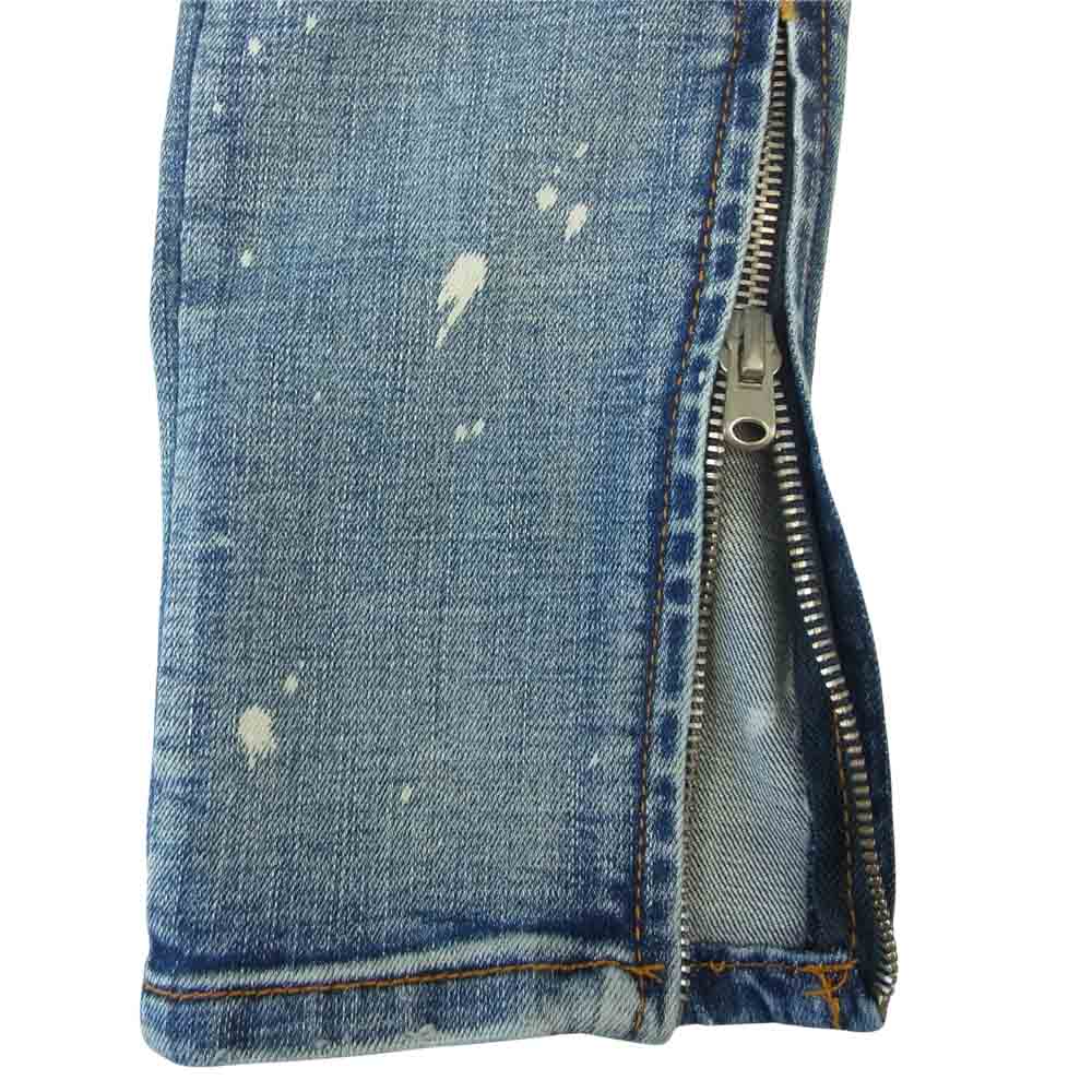 ミニマル M1 SPLASH STRETCH DENIM 裾ジップ クラッシュ加工 デニム パンツ インディゴブルー系 30【美品】【中古】