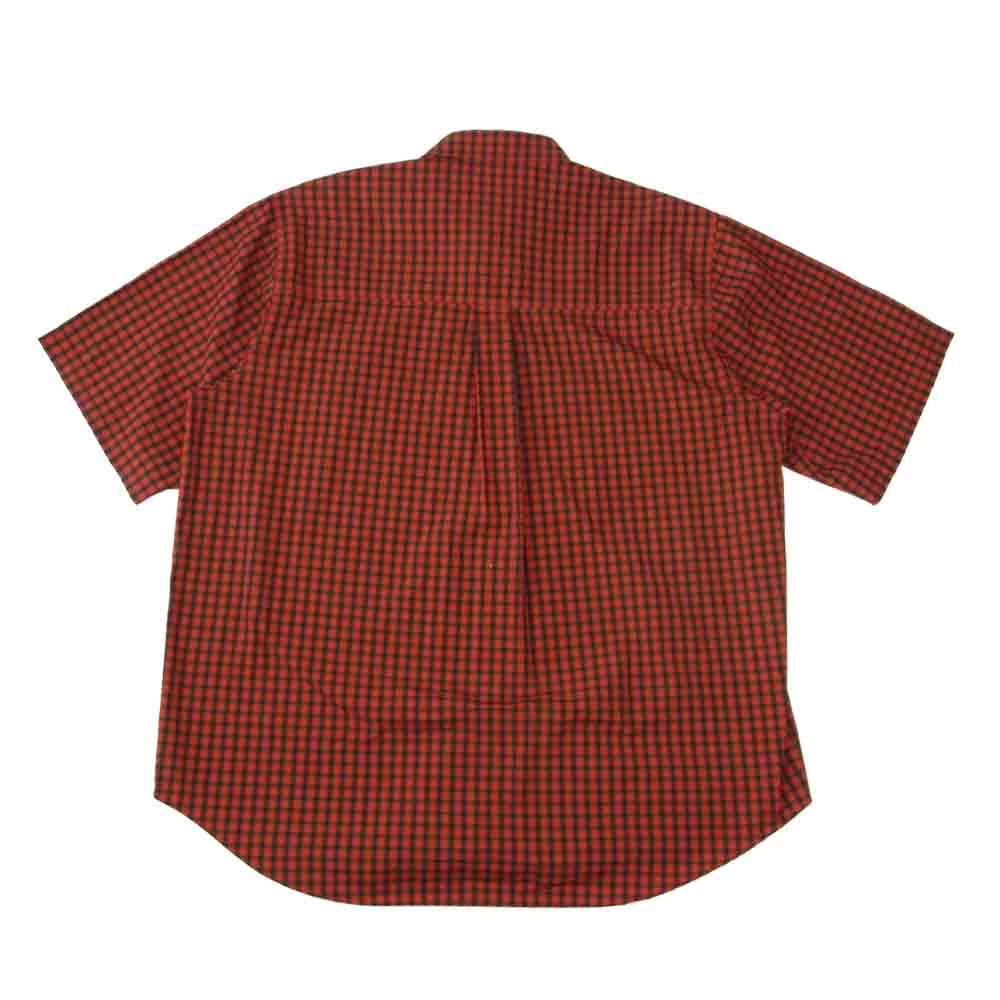 BALENCIAGA バレンシアガ 556869 オーバーサイズ チェック ボタンダウン 半袖 シャツ レッド系 38【美品】【中古】