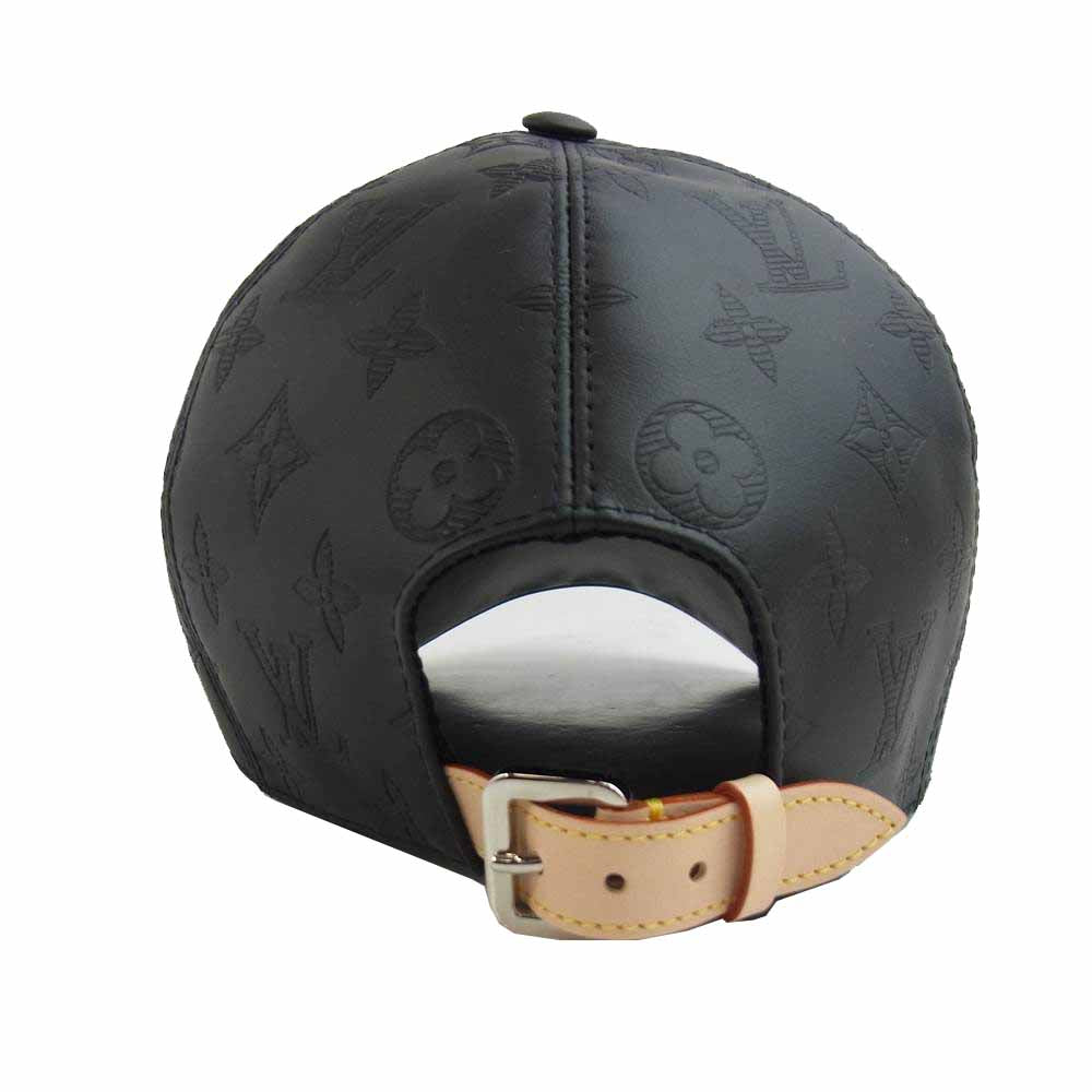 LOUIS VUITTON ルイ・ヴィトン M76580 キャスケット モノグラム シャドウ レザー キャップ ブラック系【美品】【中古】