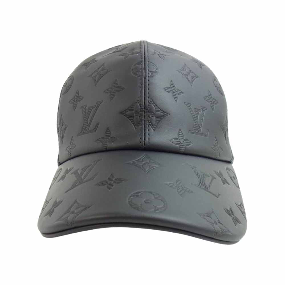 LOUIS VUITTON ルイ・ヴィトン M76580 キャスケット モノグラム シャドウ レザー キャップ ブラック系【美品】【中古】
