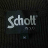 schott ショット 3174008 LEATHER POCKET COMMAND ZIP SWEATER ワンスター レザー ポケット ハーフ ジップ セーター カーキ系 M【中古】