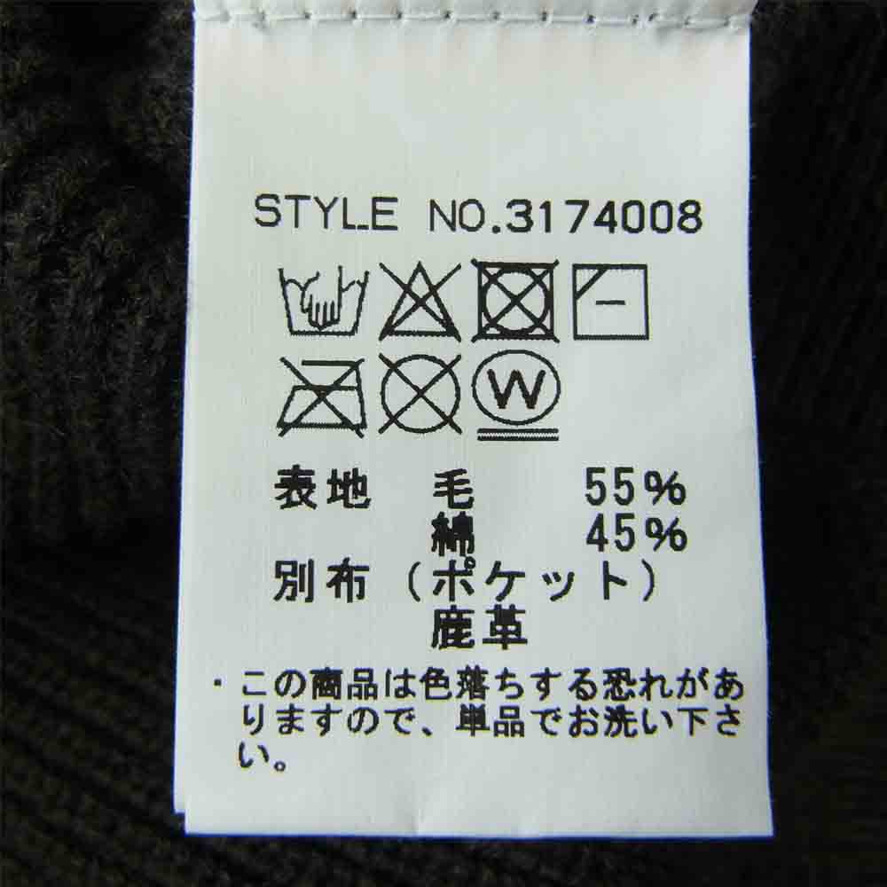 schott ショット 3174008 LEATHER POCKET COMMAND ZIP SWEATER ワンスター レザー ポケット ハーフ ジップ セーター カーキ系 M【中古】