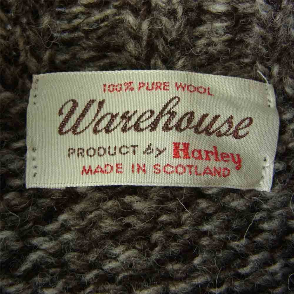 WAREHOUSE ウエアハウス × HARLEY OF SCOTLAND 4 プライ クルーネック ニット ブラウン系 M【中古】