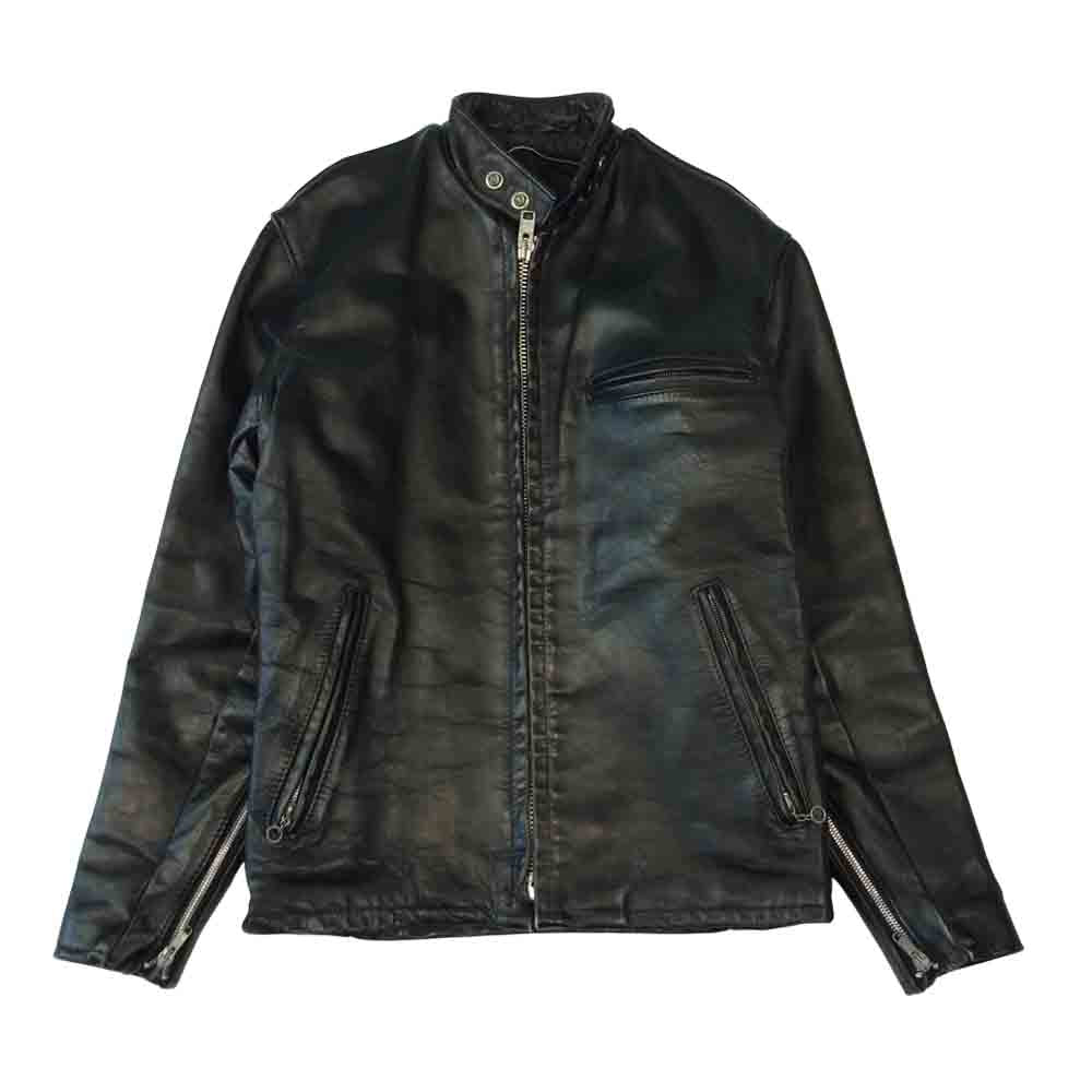 schott ショット 641 USA シングル レザー ライダース ジャケット ブラック系 36【中古】