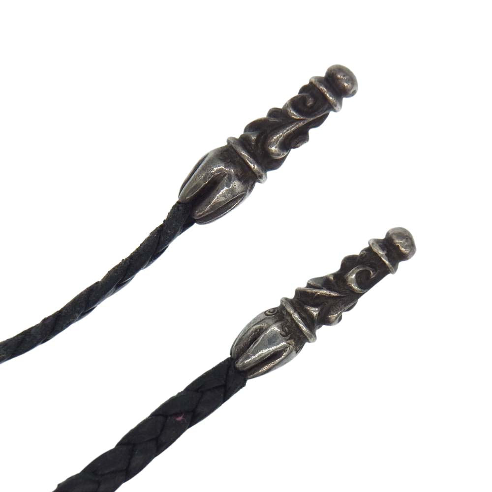 CHROME HEARTS クロムハーツ（原本無） LATHER BRAID レザーブレード ネックレス ブラック系【中古】