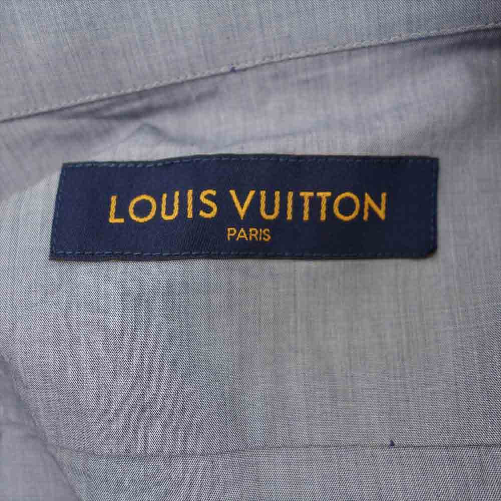 LOUIS VUITTON ルイ・ヴィトン 1A7Y1Z 国内正規品 ロゴプリント DNA 総柄 シャツ ブルーグレー系 M【美品】【中古】