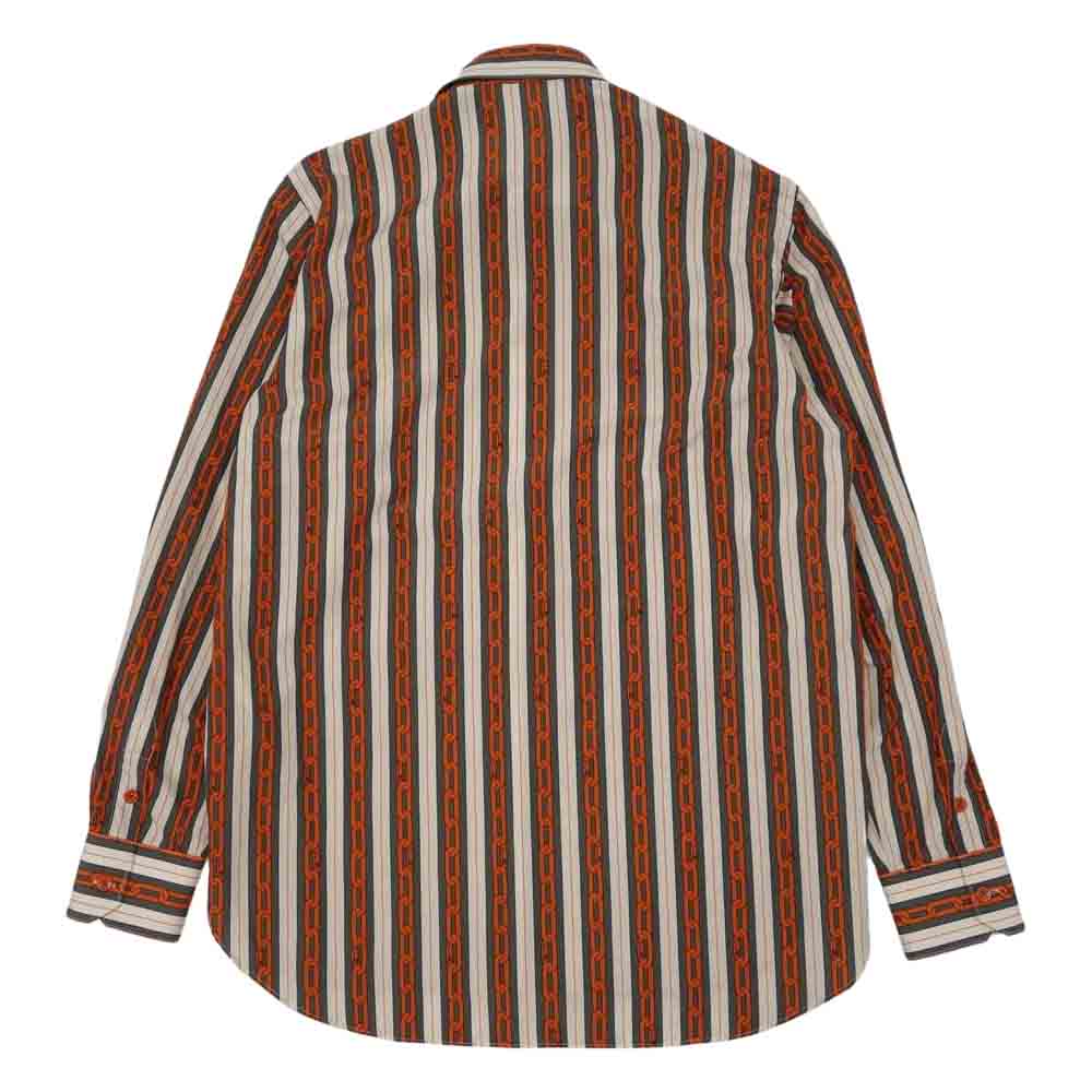 LOUIS VUITTON ルイ・ヴィトン 1A50XL 国内正規品 チェーン ストライプ シャツ オレンジ系 XS【美品】【中古】