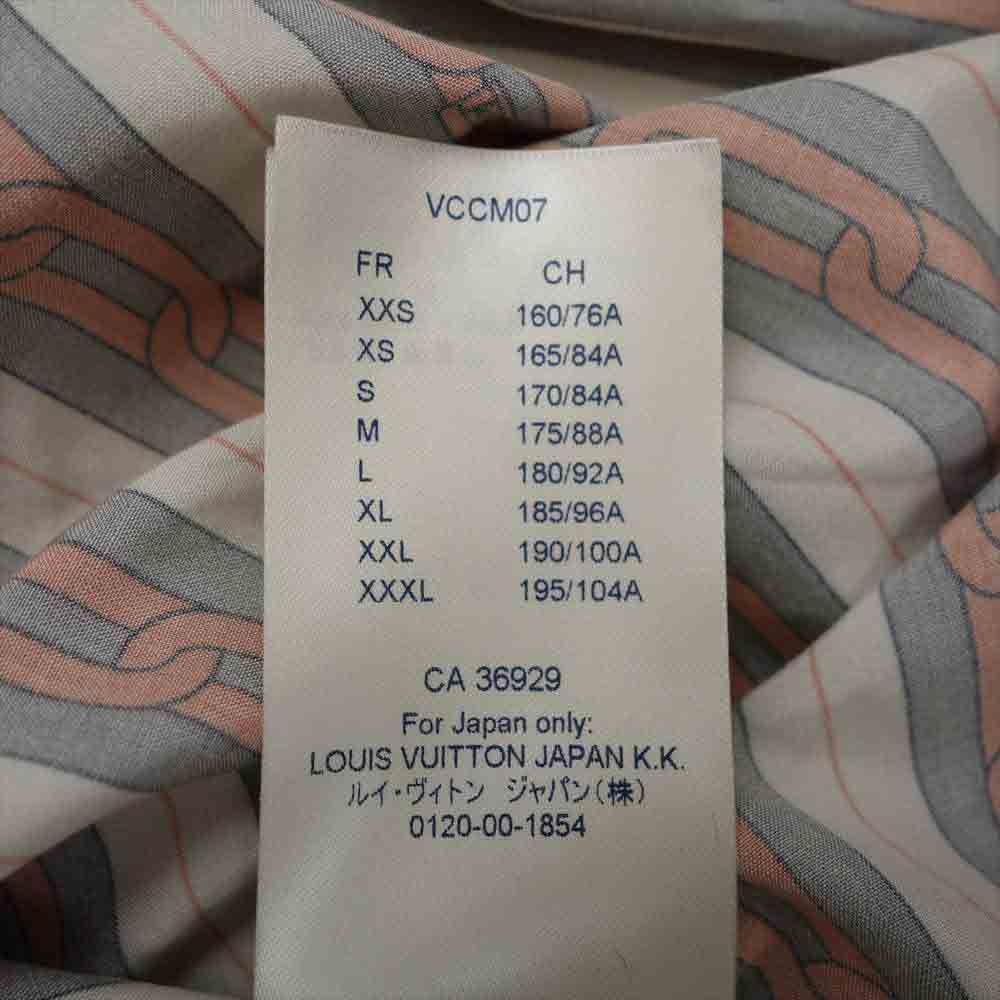 LOUIS VUITTON ルイ・ヴィトン 1A50XL 国内正規品 チェーン ストライプ シャツ オレンジ系 XS【美品】【中古】