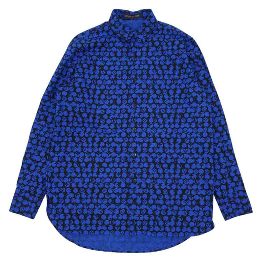 LOUIS VUITTON ルイ・ヴィトン 1A5DA8 国内正規品 モノグラム ドット 水玉 シャツ ブルー系 XS【美品】【中古】