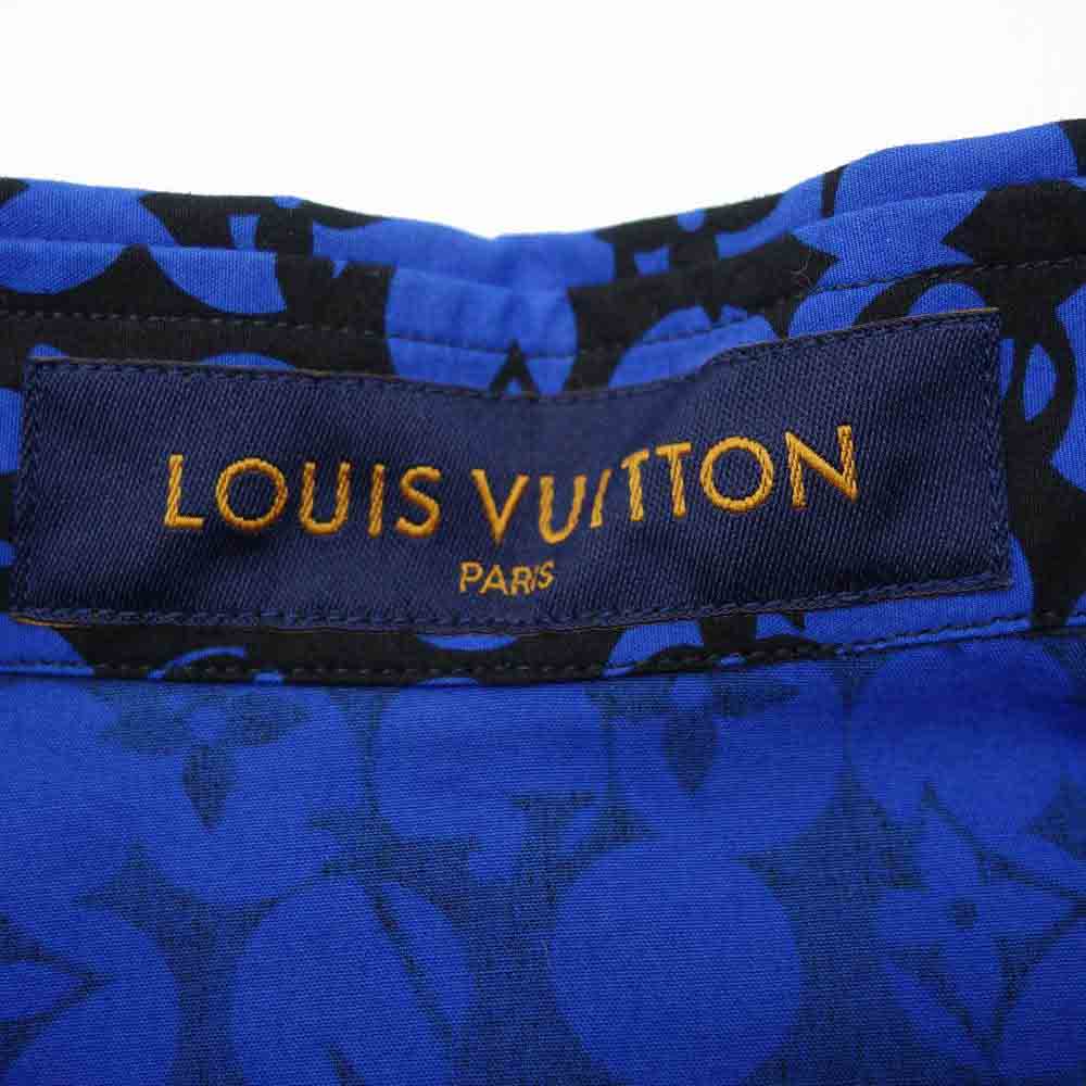 LOUIS VUITTON ルイ・ヴィトン 1A5DA8 国内正規品 モノグラム ドット 水玉 シャツ ブルー系 XS【美品】【中古】