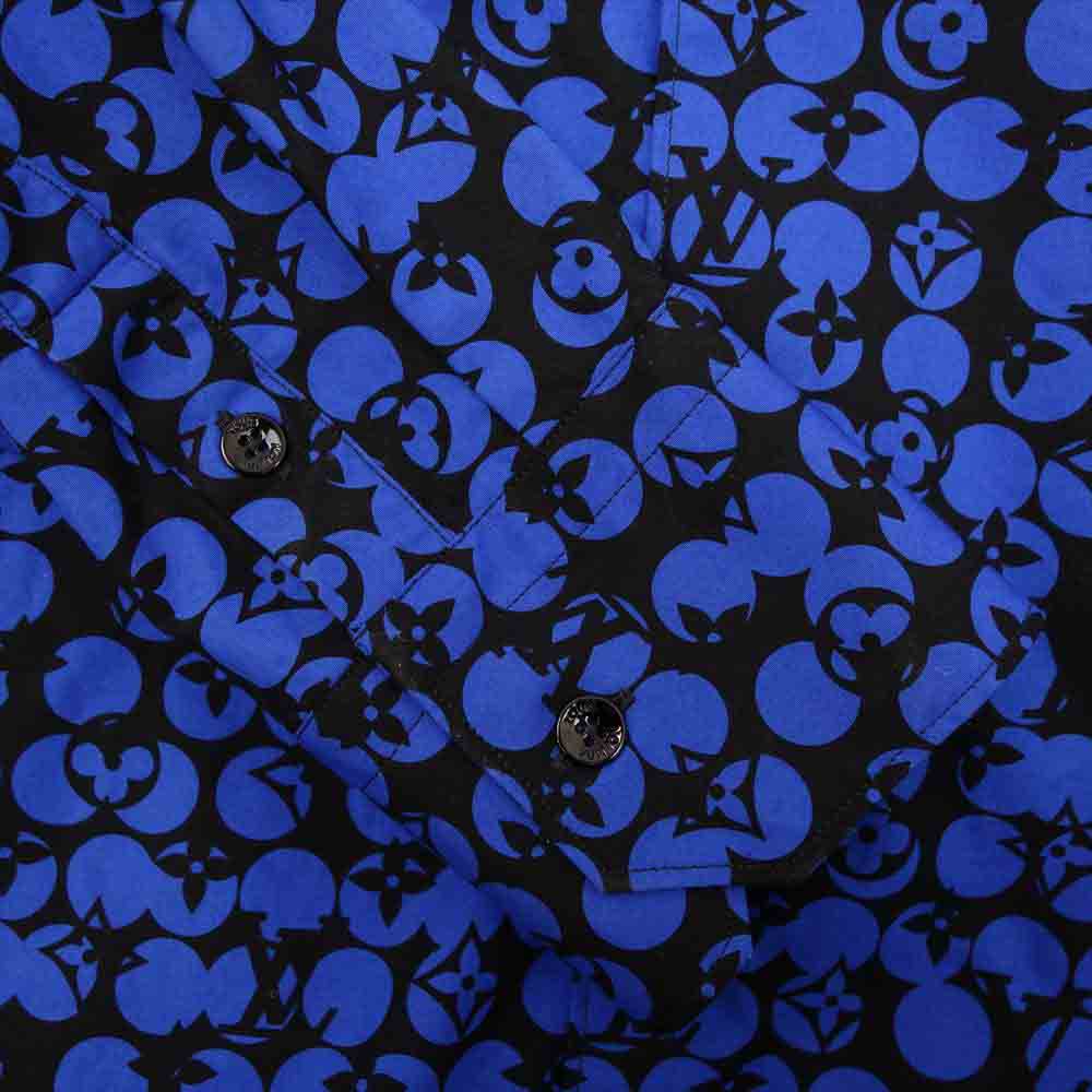 LOUIS VUITTON ルイ・ヴィトン 1A5DA8 国内正規品 モノグラム ドット 水玉 シャツ ブルー系 XS【美品】【中古】