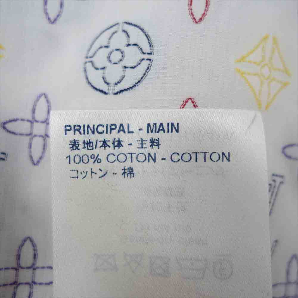 ルイヴィトン 19SS マルチロゴ シャツ 長袖 刺繍 国内正規 M ホワイト
