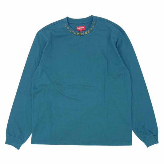 Supreme シュプリーム 21AW Stars Collar L/S Top スターズ カラー ロングスリーブ トップ ターコイズ系 S【中古】