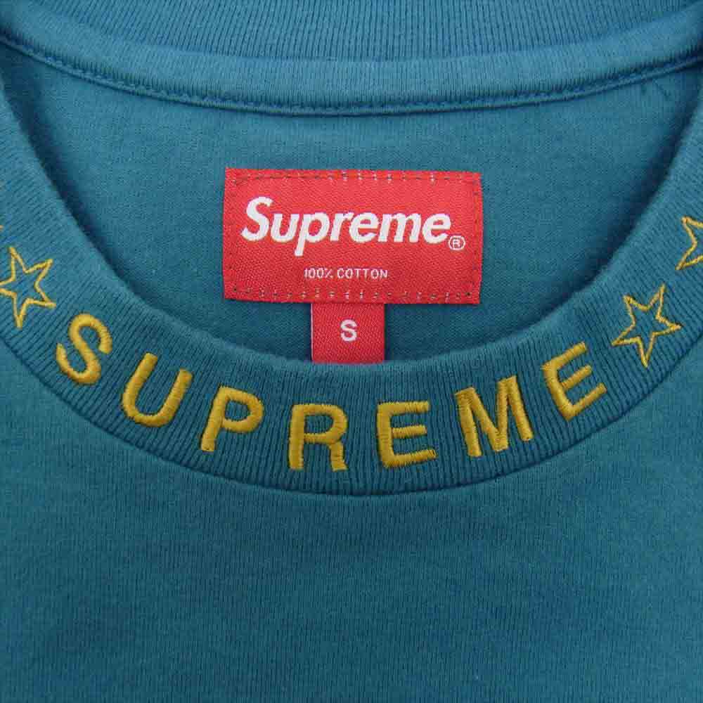 Supreme シュプリーム 21AW Stars Collar L/S Top スターズ カラー ロングスリーブ トップ ターコイズ系 S【中古】
