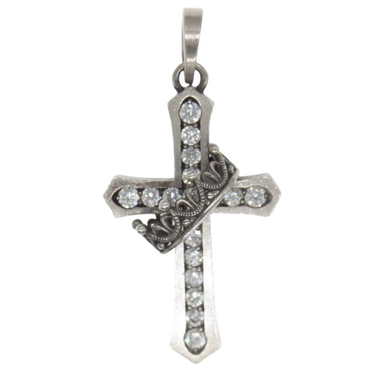 Justin Davis ジャスティンデイビス SPJ122 CROSS with CROWN クロス クラウン ペンダント シルバー系【中古】