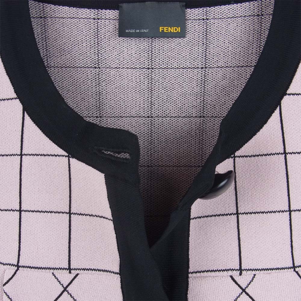 FENDI フェンディ チェック カーディガン イタリア製 ピンク系 38【中古】