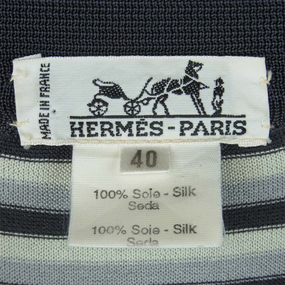HERMES エルメス シルク シャツ モリエ サーカス セリエボタン ブラウス 総柄 オフホワイト系 40【中古】