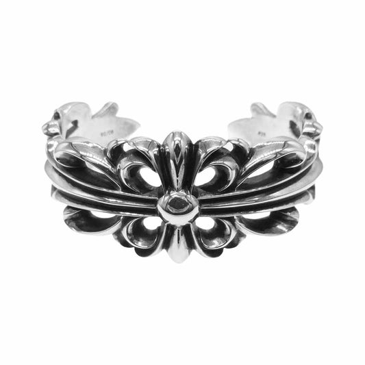 CHROME HEARTS クロムハーツ（原本無） ダブル フローラルクロス カフ バングル シルバー系【中古】