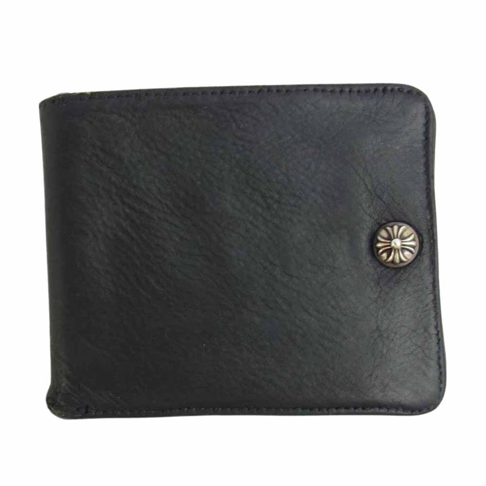 CHROME HEARTS クロムハーツ（原本有） 1スナップ クロスボールボタン レザー ウォレット ブラック系【中古】