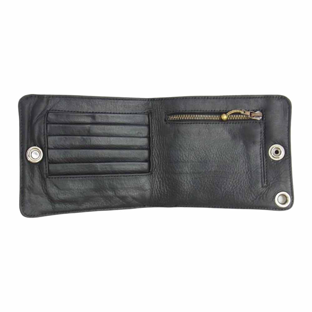 CHROME HEARTS クロムハーツ（原本有） 1スナップ クロスボールボタン レザー ウォレット ブラック系【中古】
