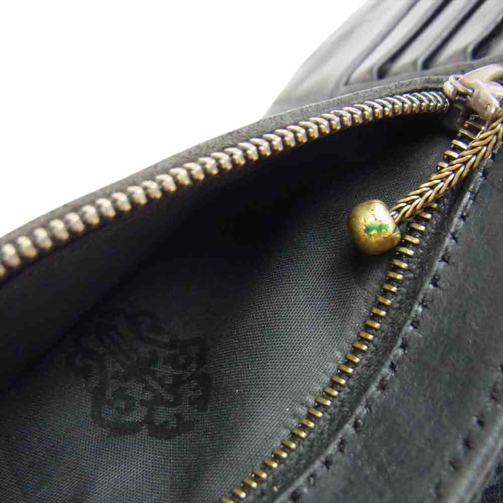 CHROME HEARTS クロムハーツ（原本有） 1スナップ クロスボールボタン レザー ウォレット ブラック系【中古】