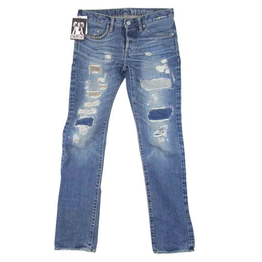 HYSTERIC GLAMOUR ヒステリックグラマー 0242AP03 DUR加工デニム スリムストレート PT インディゴブルー系 29【中古】