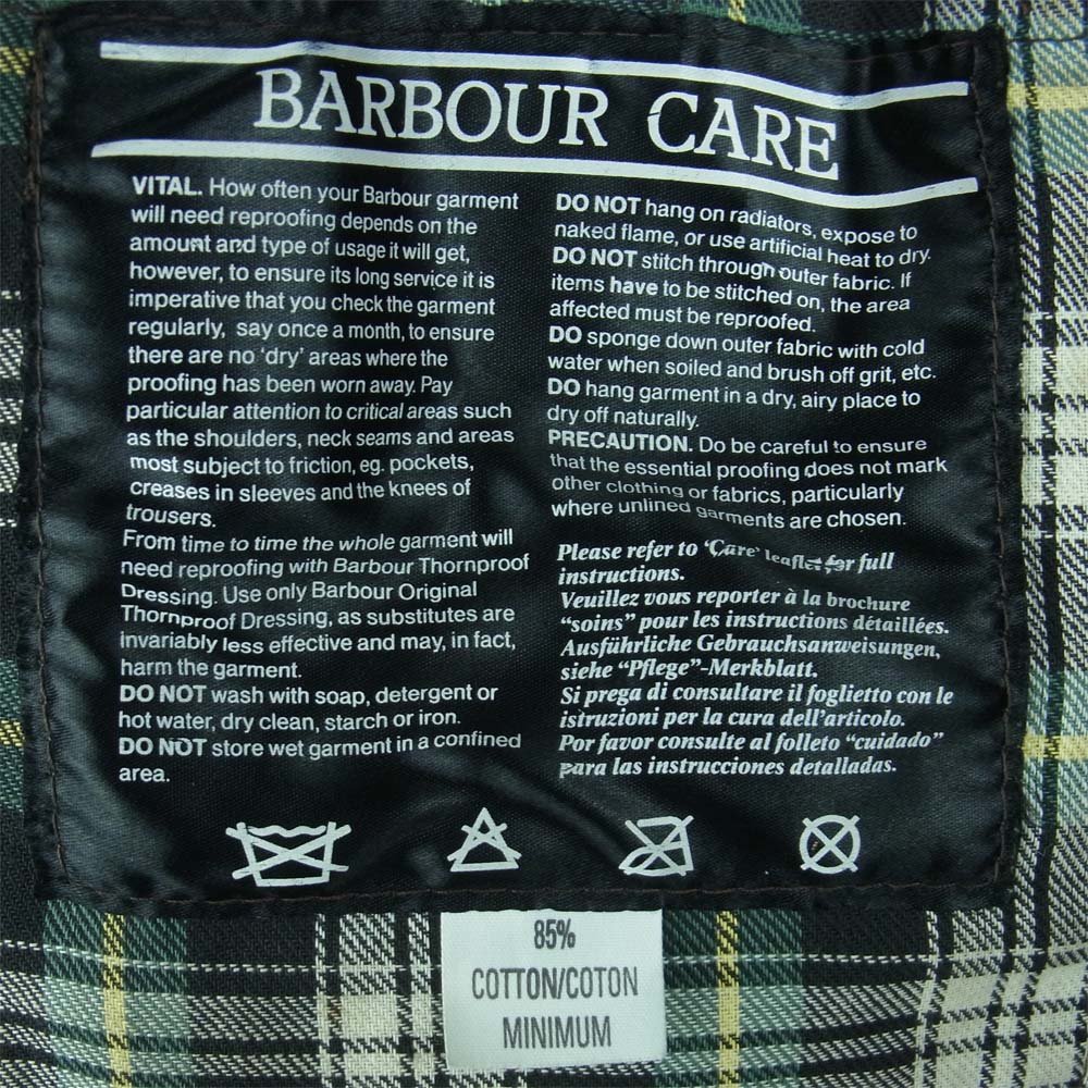 Barbour バブアー 88年製 3ワラント BEDALE ビデイル オイルド ジャケット イングランド製 カーキ系 36【中古】