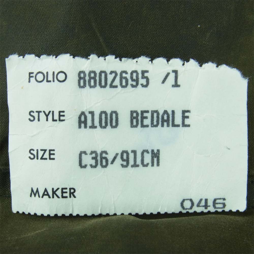 Barbour バブアー 88年製 3ワラント BEDALE ビデイル オイルド ジャケット イングランド製 カーキ系 36【中古】