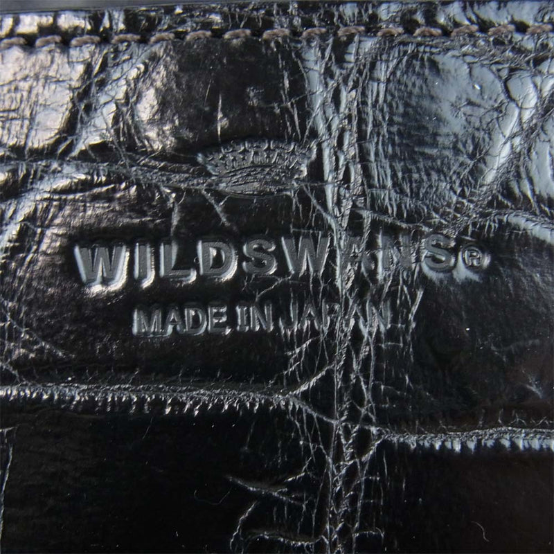 WILDSWANS ワイルドスワンズ WAVE ウェーブ クロコ レザー ウォレット 長財布 日本製 ブラック系【中古】